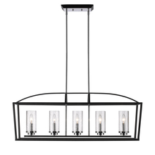  4309-LP BLK-SD - Mercer 5 Light Linear Pendant in Matte Black with Chrome accents and Seeded Glass